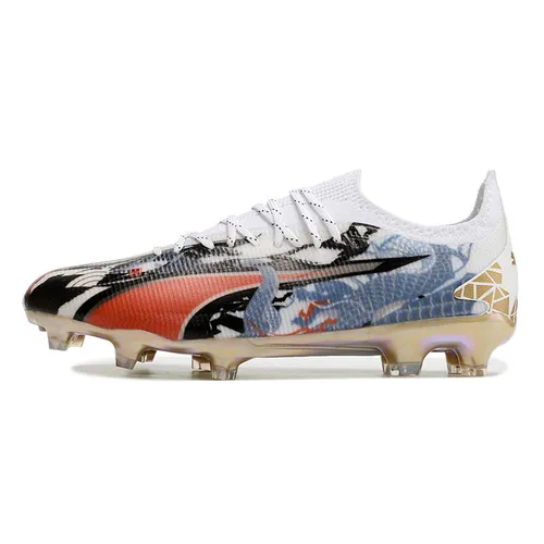 Chuteira Campo Puma Ultra Ultimate FG Branca, Azul e Rosa - Legacy of Speed