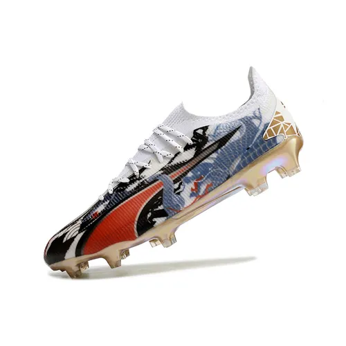 Chuteira Campo Puma Ultra Ultimate FG Branca, Azul e Rosa - Legacy of Speed