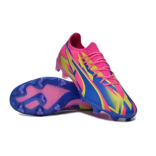 Chuteira Campo Puma Ultra Ultimate FG Rosa, Azul e Amarelo - Energy Pack