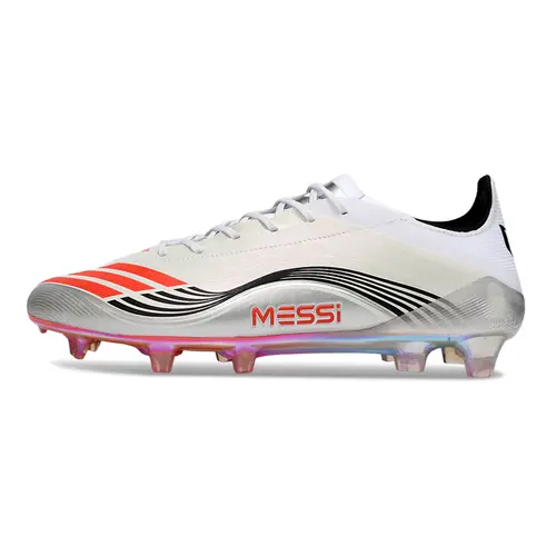 Chuteira Campo Adidas F50 FG Branco, Vermelho e Preto - Messi