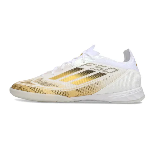 Chuteira Futsal Adidas F50 IC Branco e Dourado