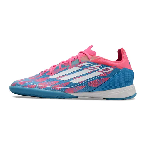 Chuteira Futsal Adidas F50 IC Rosa, Azul e Branca 