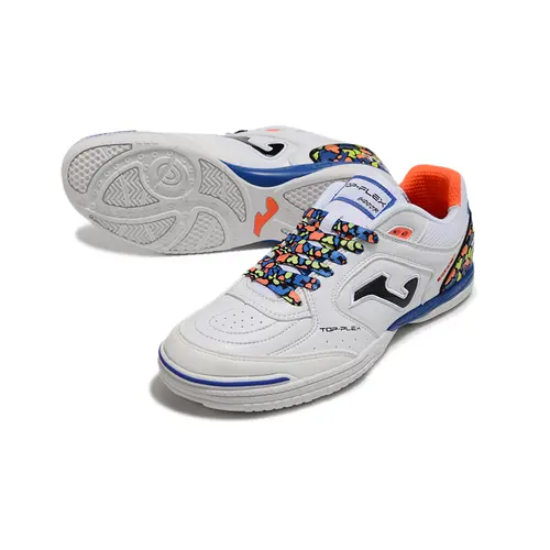 Chuteira Futsal Joma Top Flex Rebound IC Branca e Azul