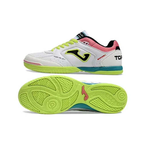 Chuteira Futsal Joma Top Flex Rebound IC Branca, Verde, Rosa e Azul