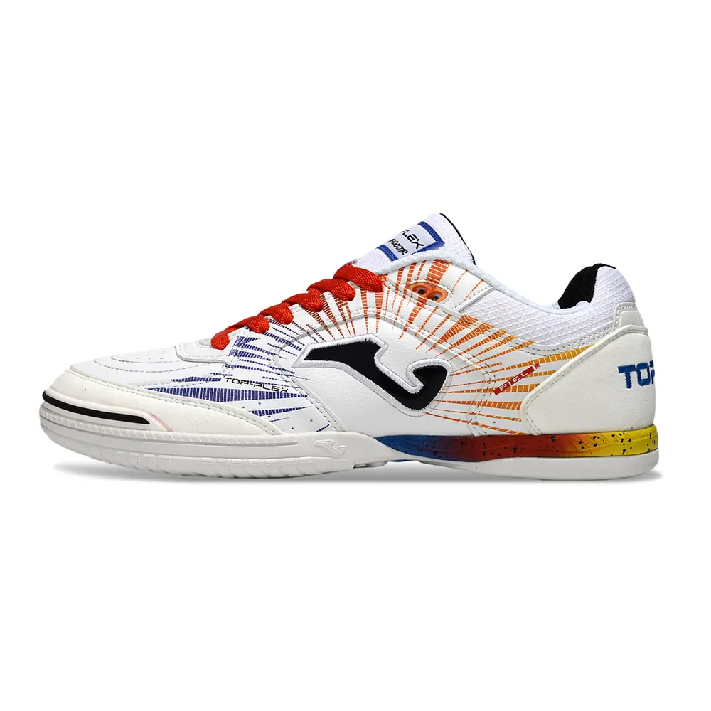 Chuteira Futsal Joma Top Flex Rebound IC – Branco e Vermelho