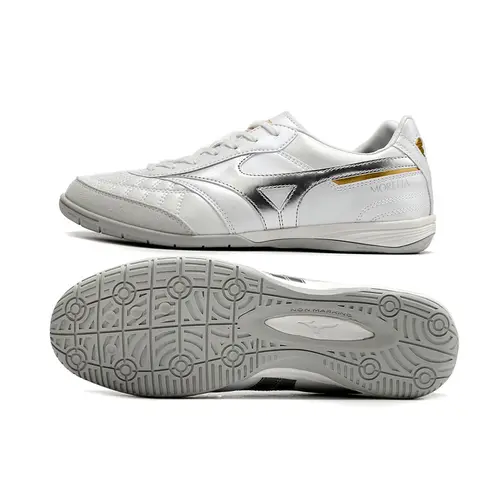 Chuteira Futsal Mizuno Morelia Sala IC Branca e Prata 