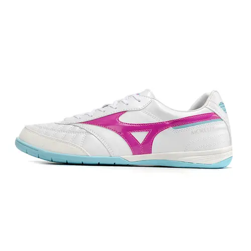 Chuteira Futsal Mizuno Morelia Sala IC Branca, Rosa e Azul