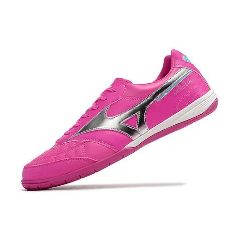 Chuteira Futsal Mizuno Morelia Sala IC Rosa e Prata