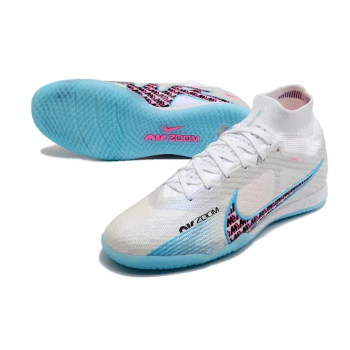 Chuteira Futsal Nike Air Zoom Mercurial Superfly 9 Elite IC Branca e Azul - Blast Pack
