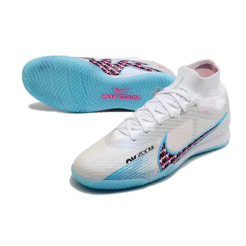 Chuteira Futsal Nike Air Zoom Mercurial Superfly 9 Elite IC Branca e Azul - Blast Pack