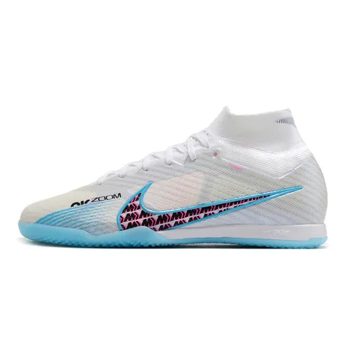 Chuteira Futsal Nike Air Zoom Mercurial Superfly 9 Elite IC Branca e Azul - Blast Pack