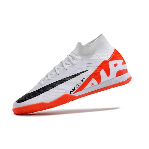 Chuteira Futsal Nike Air Zoom Mercurial Superfly 9 Elite IC Branca e Laranja 