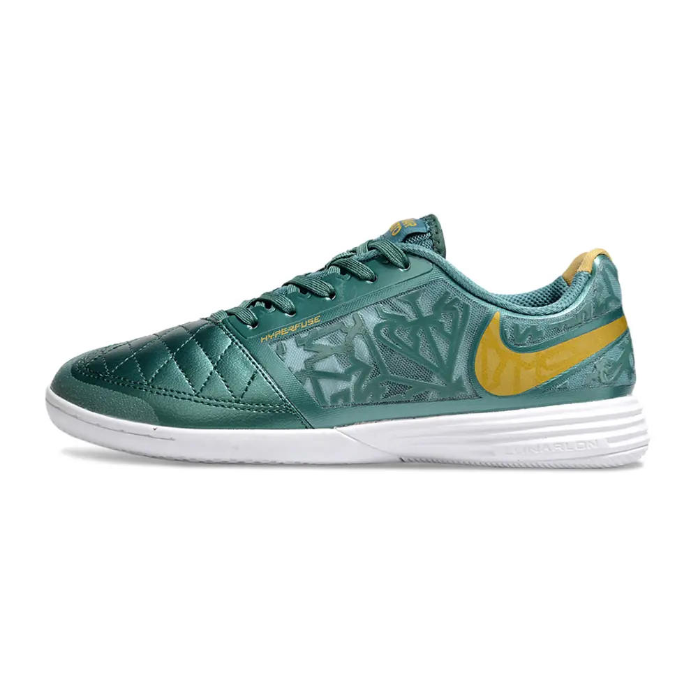 Chuteira Nike Lunar Gato II | Futsal Perfeita Verde Dourado