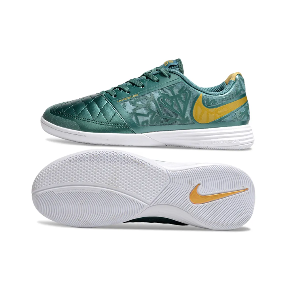 Chuteira Nike Lunar Gato II | Futsal Perfeita Verde Dourado