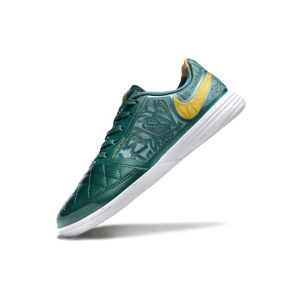Chuteira Nike Lunar Gato II | Futsal Perfeita Verde Dourado