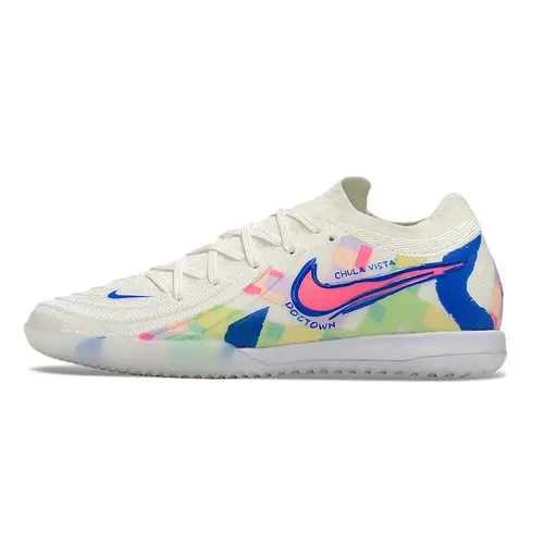 Chuteira Futsal Nike Phantom GX 2 Elite IC Branco, Azul e Rosa