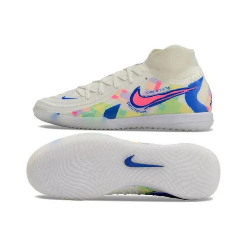 Chuteira Futsal Nike Phantom Luna Elite IC Branca, Azul e Rosa 