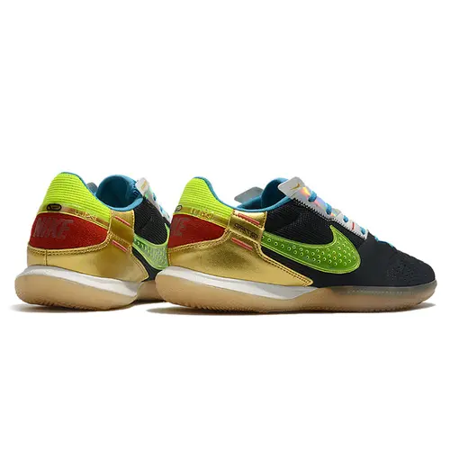 Chuteira Futsal Nike StreetGato IC Preta, Azul, Verde e Dourada