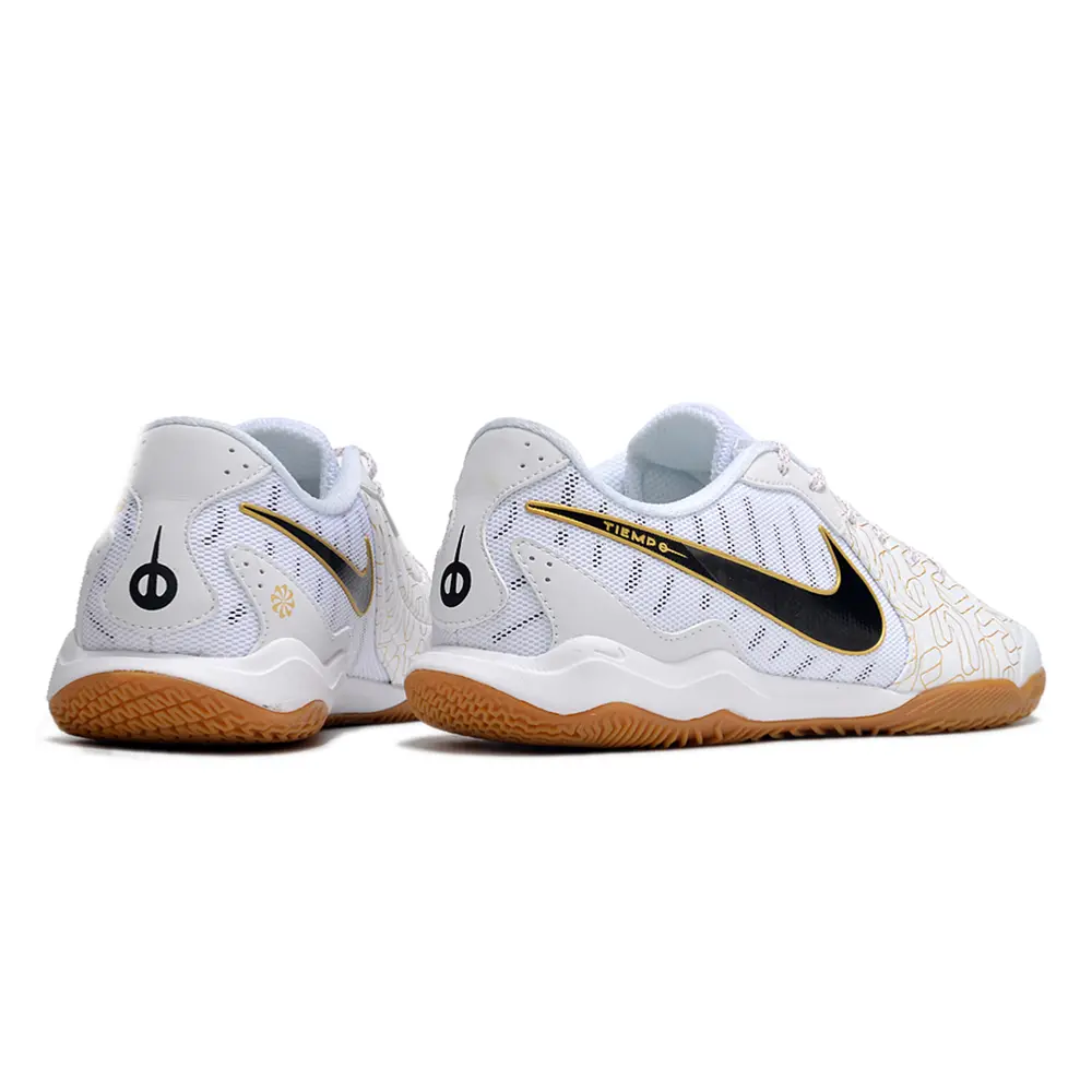 Chuteira Futsal Nike Tiempo Legend 10 | Academy IC Branca Dourada