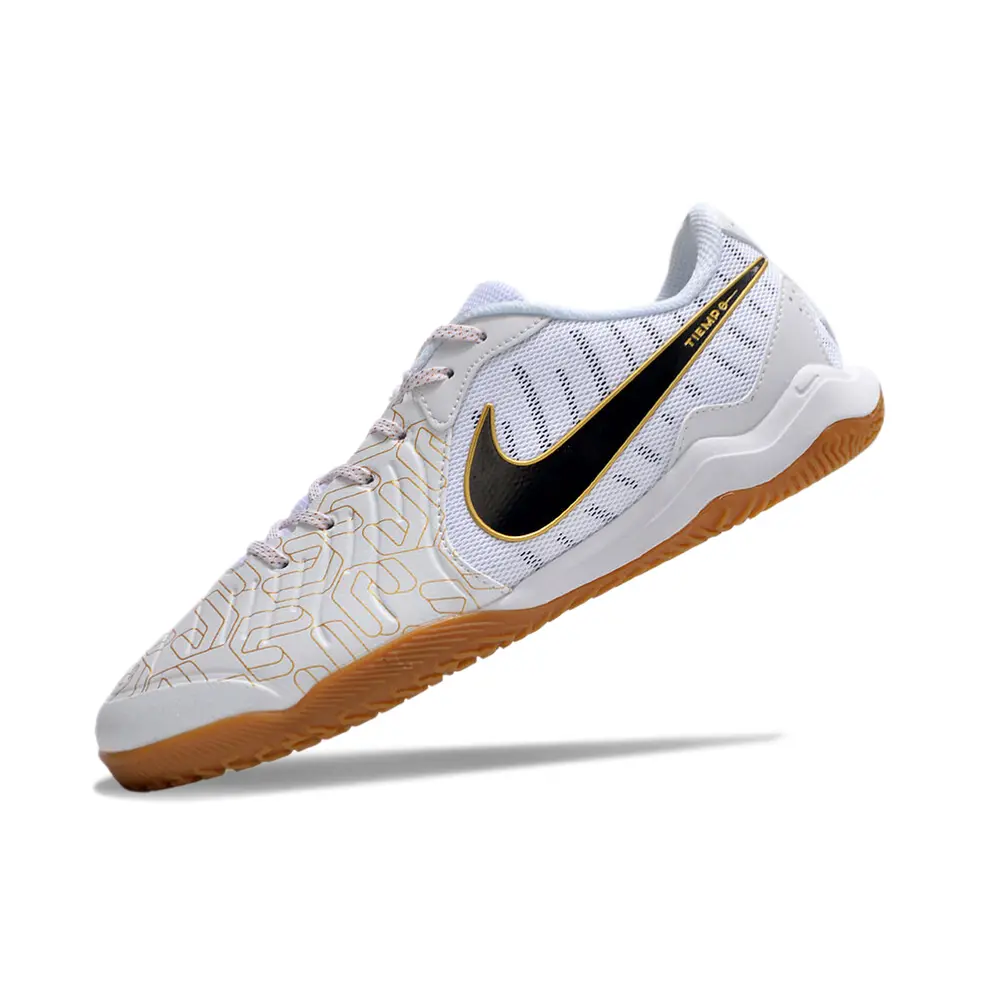 Chuteira Futsal Nike Tiempo Legend 10 | Academy IC Branca Dourada