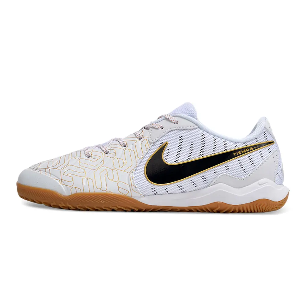 Chuteira Futsal Nike Tiempo Legend 10 | Academy IC Branca Dourada
