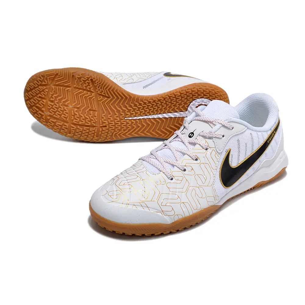 Chuteira Futsal Nike Tiempo Legend 10 | Academy IC Branca Dourada