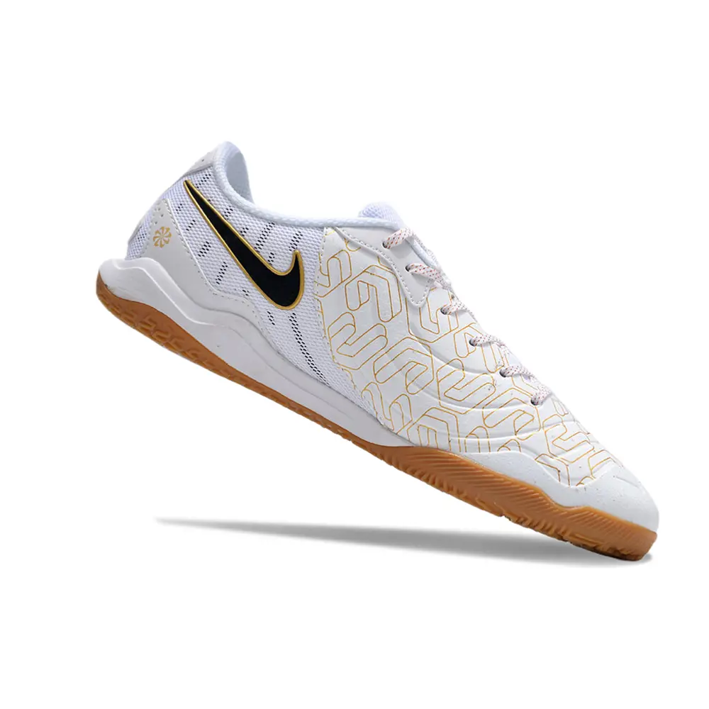 Chuteira Futsal Nike Tiempo Legend 10 | Academy IC Branca Dourada