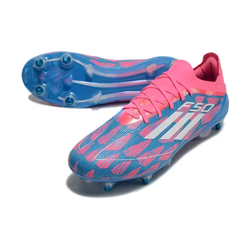 Chuteira Campo Adidas F50 Ponta de Aluminio Azul e Rosa
