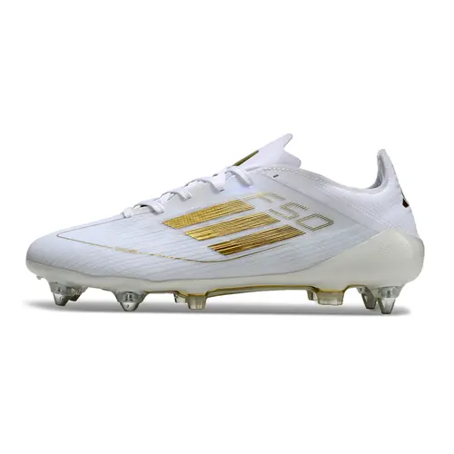 Chuteira Campo Adidas F50 Ponta de Aluminio Branca e Dourada - Day Spark