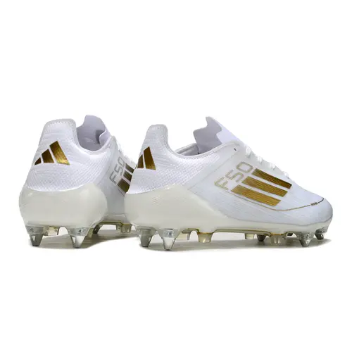 Chuteira Campo Adidas F50 Ponta de Aluminio Branca e Dourada - Day Spark