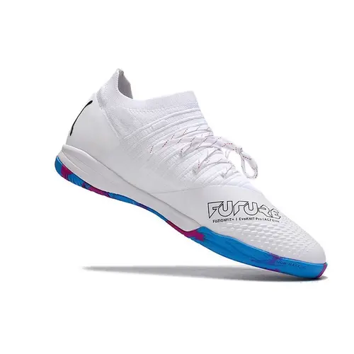 Chuteira Futsal Puma Future Z 1.3 IC Branca e Azul