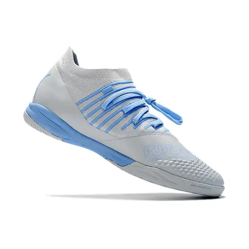 Chuteira Futsal Puma Future Z 1.3 IC Prata e Azul 