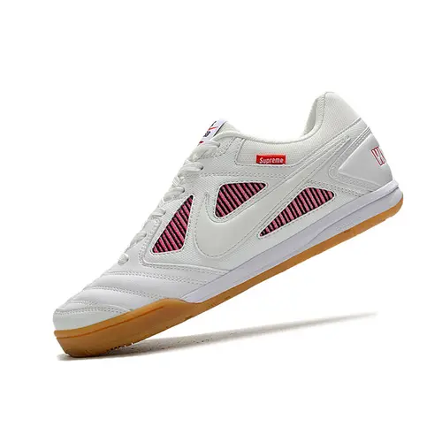 Chuteira Futsal Supreme x Nike SB Gato IC Branca e Rosa
