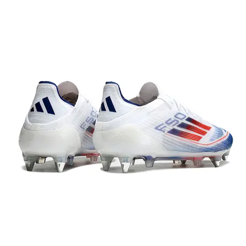 Chuteira Campo Adidas F50 Ponta de Aluminio Branca, Azul e Vermelha - Advancement Pack