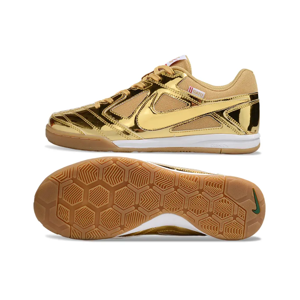 Chuteira Futsal Supreme Nike SB Dourado | Luxo e Performance