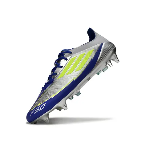 Chuteira Campo Adidas F50 Ponta de Aluminio Prata, Azul e Verde