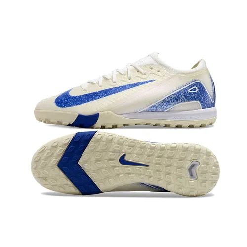 Chuteira Infantil Society Nike Air Zoom Mercurial Vapor 16 Elite TF Branca e Azul 