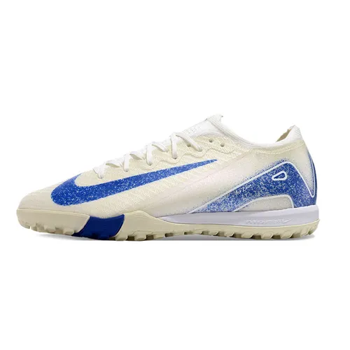 Chuteira Infantil Society Nike Air Zoom Mercurial Vapor 16 Elite TF Branca e Azul 