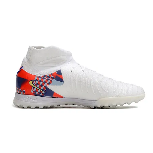 Chuteira Infantil Society Nike Phantom Luna 2 Elite TF Branca, Cinza e Vermelha 