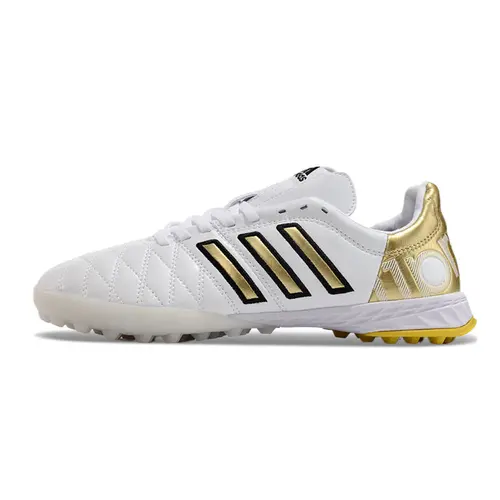 Chuteira Society Adidas AdiPure 11 Pro TF Branca e Dourada 