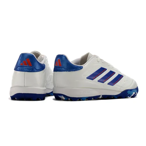 Chuteira Society Adidas Copa Pure.1 TF Branca, Azul e Vermelha 
