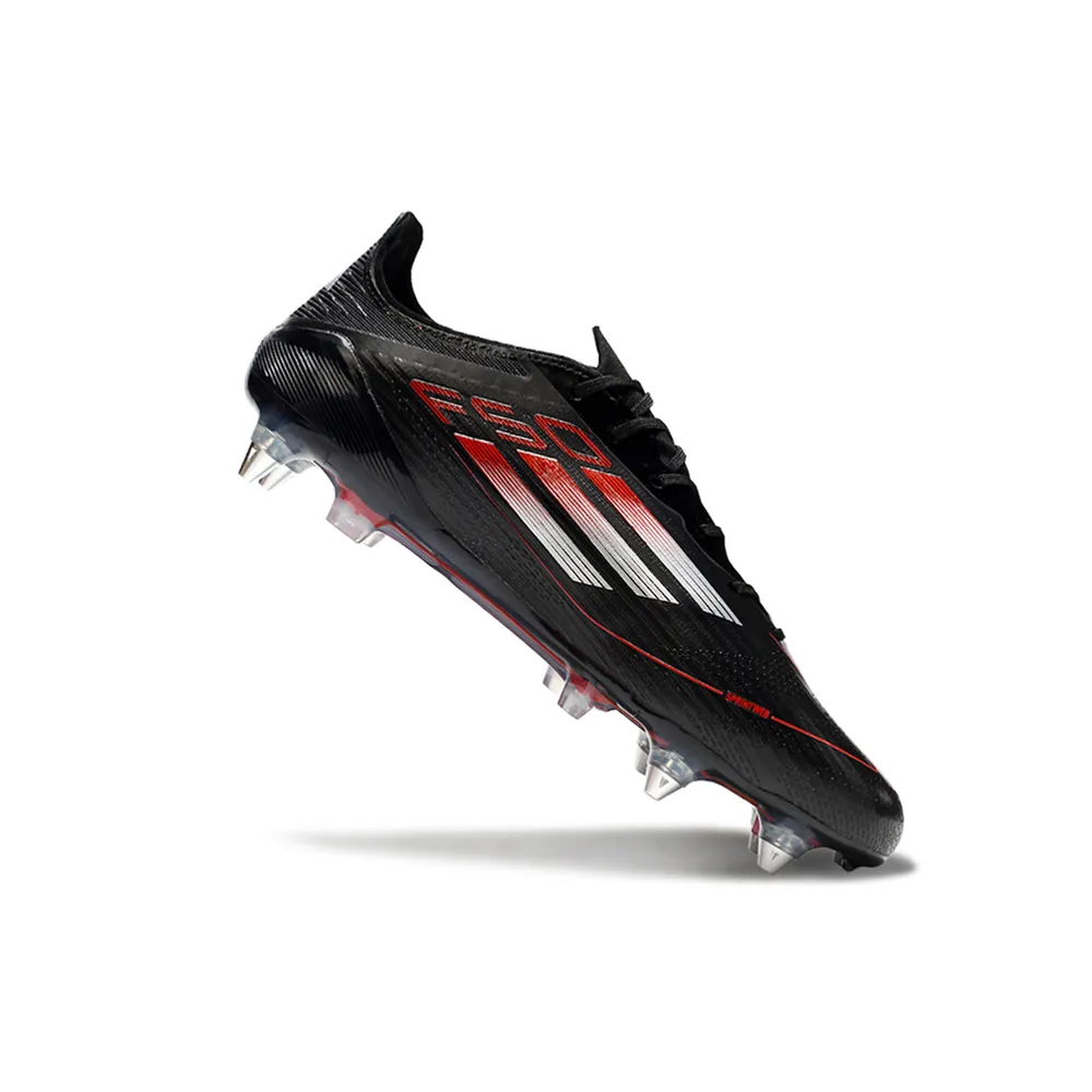 Chuteira Campo Adidas F50 | Ponta de Alumínio Preta e Vermelha
