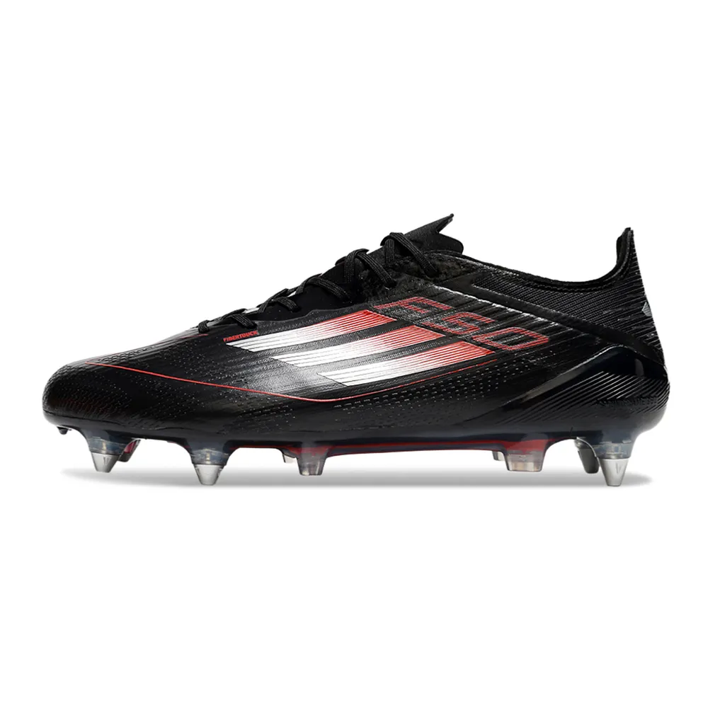 Chuteira Campo Adidas F50 | Ponta de Alumínio Preta e Vermelha