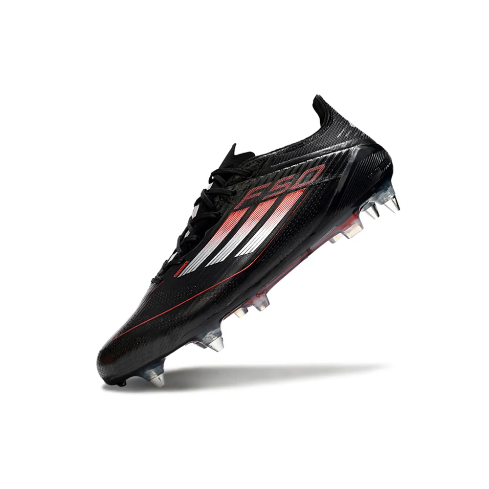 Chuteira Campo Adidas F50 | Ponta de Alumínio Preta e Vermelha