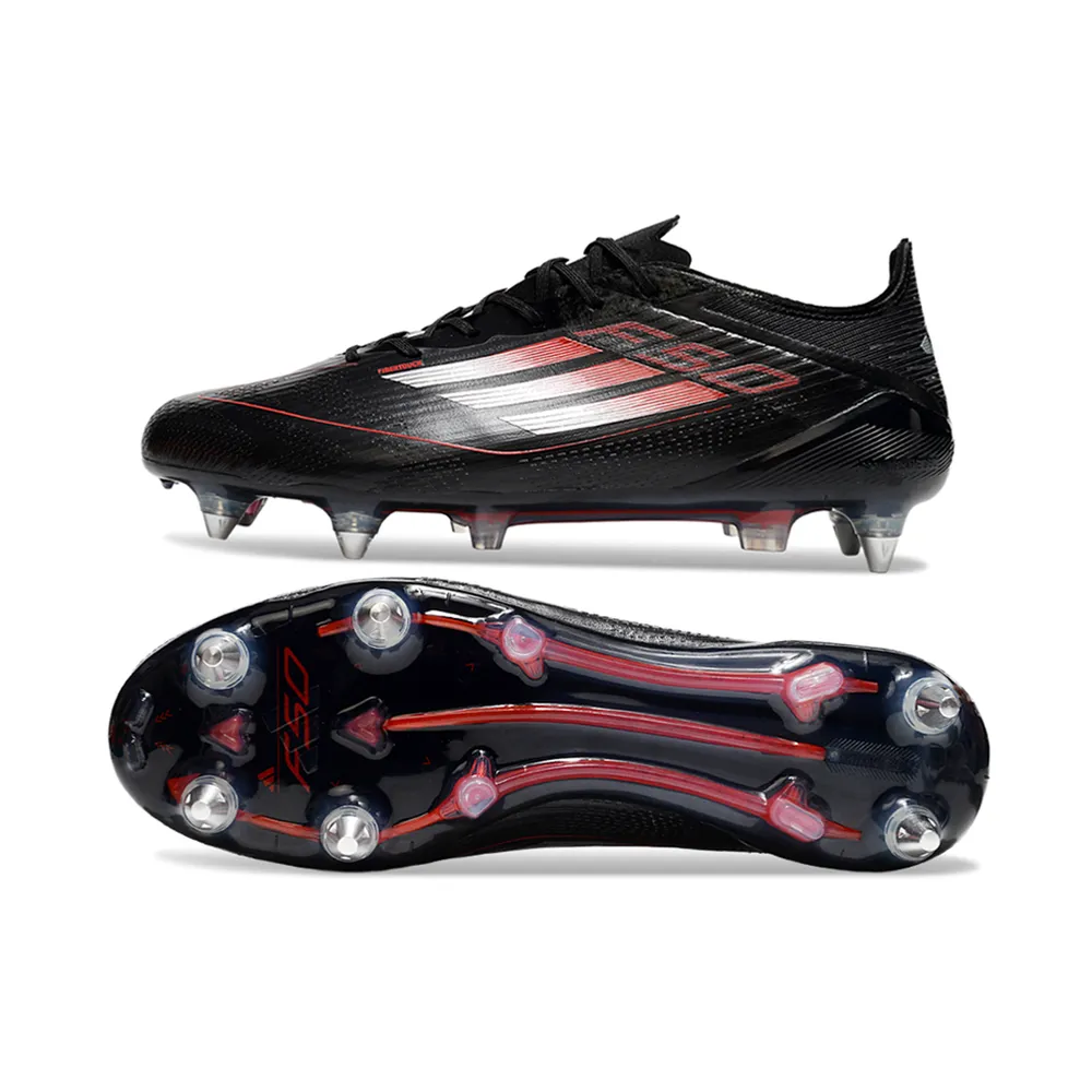 Chuteira Campo Adidas F50 | Ponta de Alumínio Preta e Vermelha
