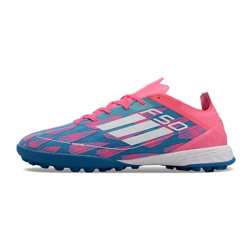 Chuteira Society Adidas F50 TF Azul e Rosa 