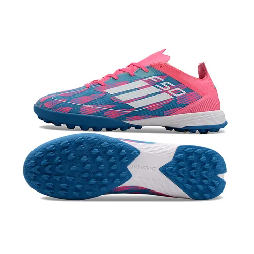 Chuteira Society Adidas F50 TF Azul e Rosa 