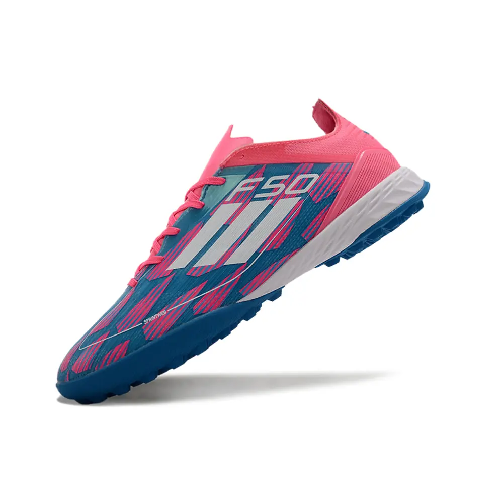 Chuteira Society Adidas F50 Azul e Rosa | Velocidade e Controle