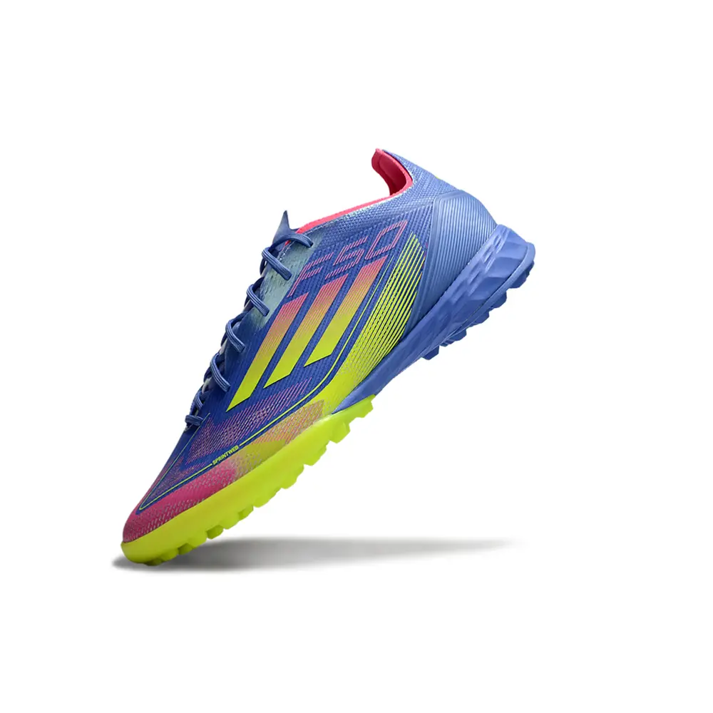 Chuteira Society Adidas F50 TF | Azul, Verde e Rosa