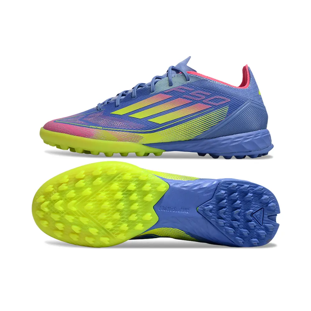 Chuteira Society Adidas F50 TF | Azul, Verde e Rosa